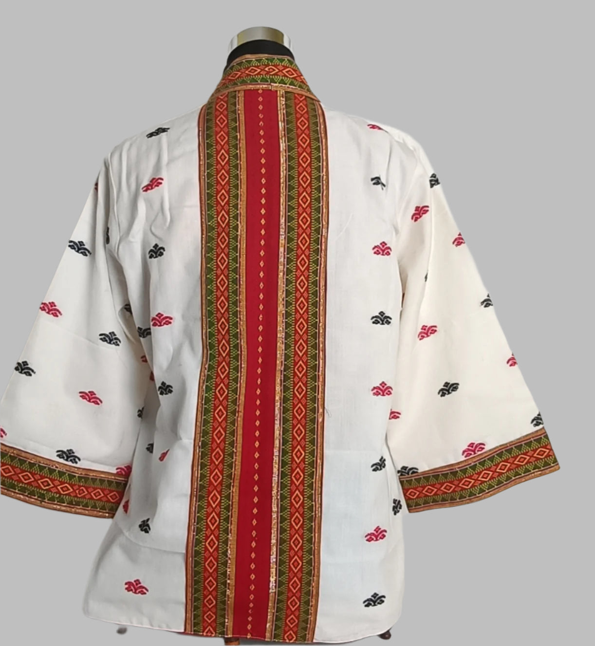 White Shrug with Traditional Motifs of Tripura & Assam